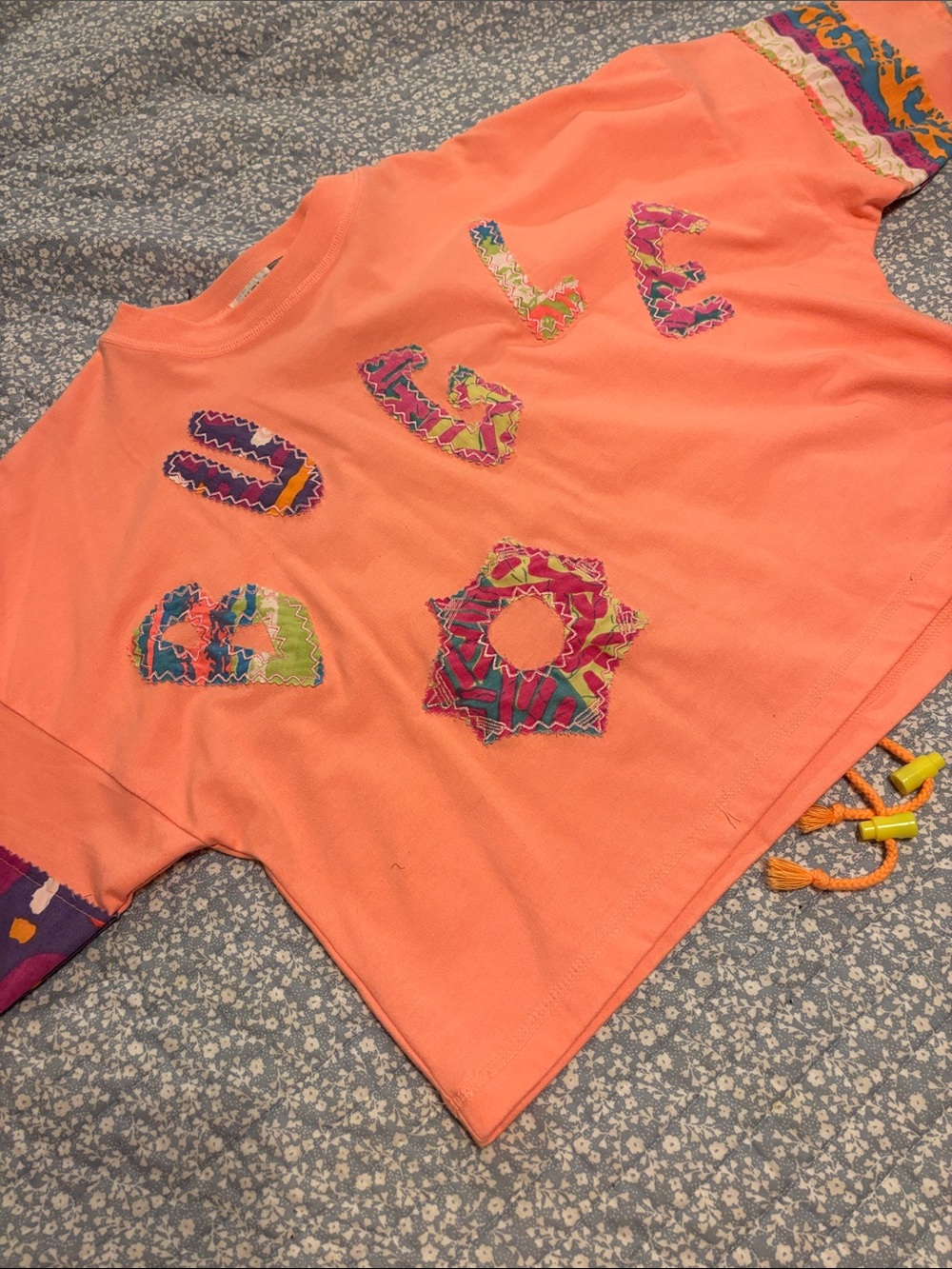 Vintage Bugle Boy Coral Patchwork Lettering Tee